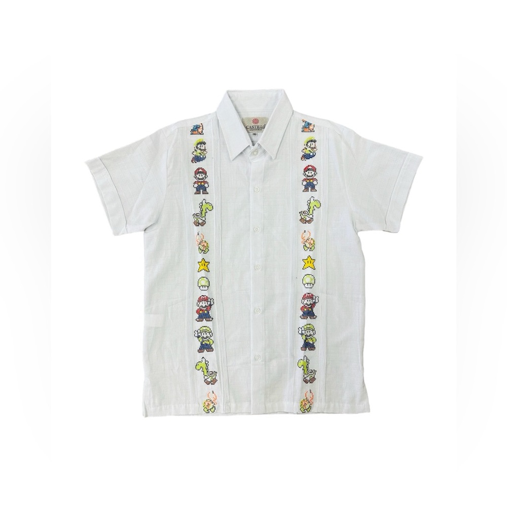 Mario Bros Guayabera for Men Linen Short Sleeve